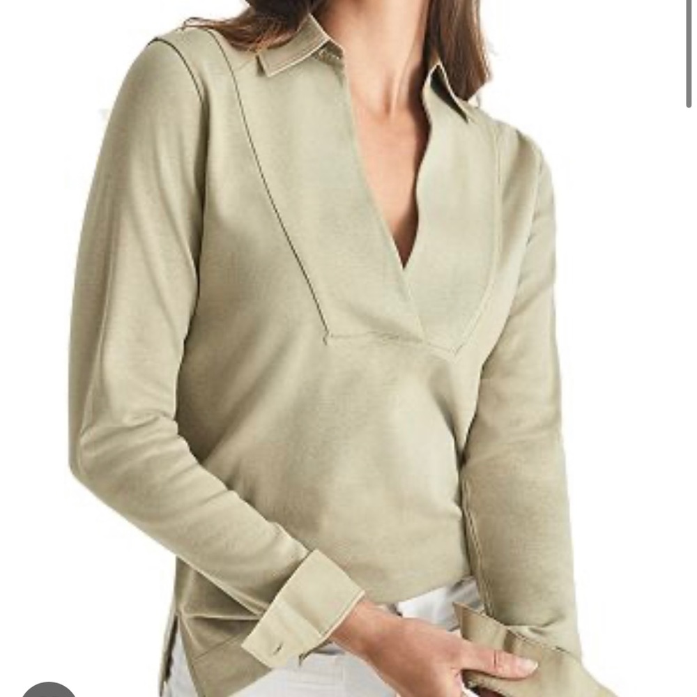 NWT Reiss Fitted Georgie Rugby Top in Sage Green